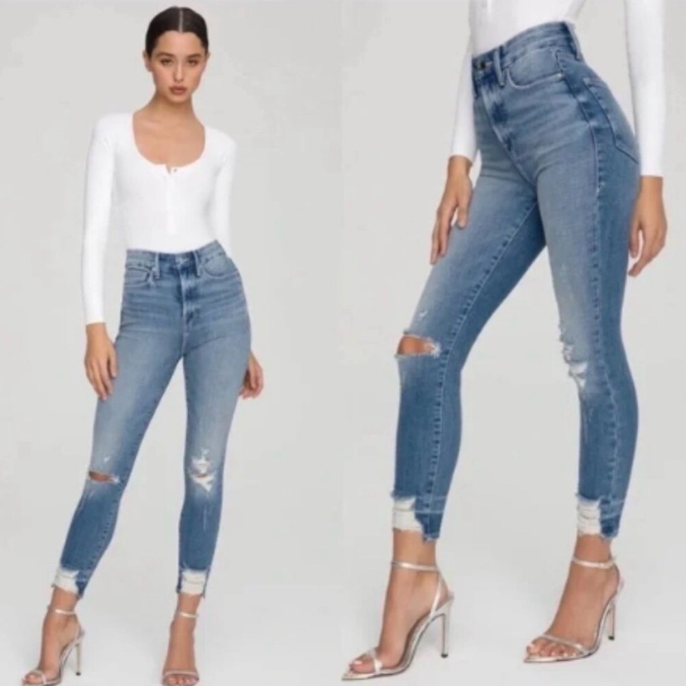 Good American Jeans Good Waist Crop blue size 8/29